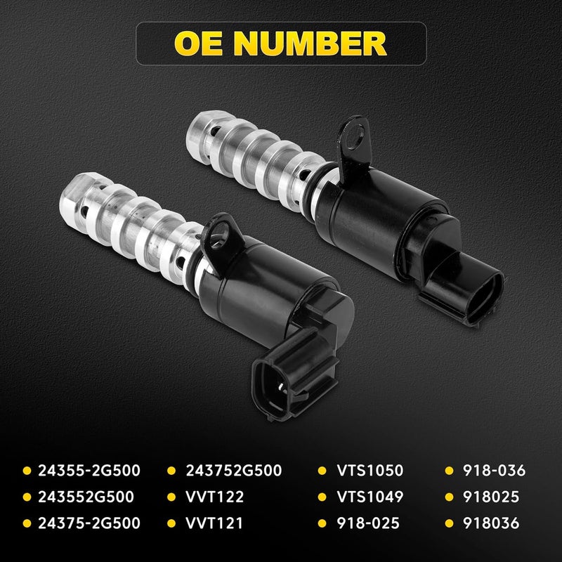 YEHERIT 2PCS Intake & Exhaust Engine Variable Valve Timing (VVT) Solenoid Compatible with Hyundai Sonata Santa Fe Tucson & Kia Sorento Forte Optima Sportage 2.0L 2.4L Replace# 24375-2G500 243552G500 - Image 3